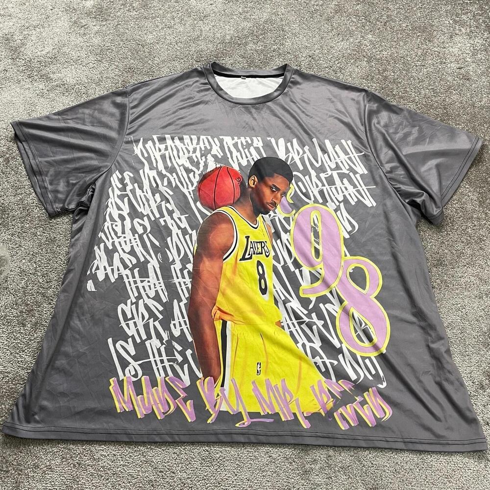 Unbranded Graphic T-Shirt Mens Plus 7X Gray Kobe Bryant Lakers Jersey Basketball